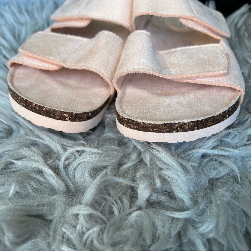 New Aerie peachy pink double strap slip on slide sandals women’s shoe size 8 - Picture 5 of 8